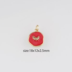 18K Gold Filled Bread Pendant,Enamel Croissant Charm Earrings Necklace for DIY Jewelry Making Supply