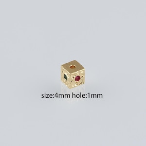 18K Gold Filled Cube Spacer Beads,Square Beads,CZ Micro Pave Cube Spacer Beads,DIY Jewelry Making Supply