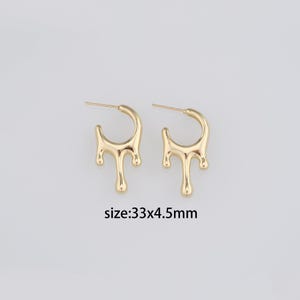 18K Gold Filled Teardrop Earrings,Dainty Irregular Hoop Earrings,Water Drop Earrings,Handmade Earrings