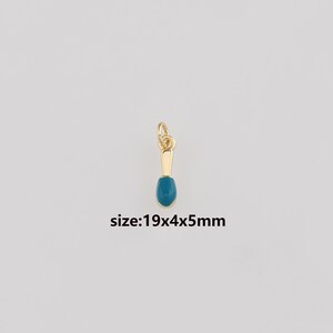 18K Gold Filled Toothbrush Pendant,Enamel Toothbrush Charm Earrings Necklace for DIY Jewelry Making Supply