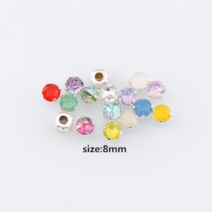 84pcs Multiple Colors Available Round Crystal,Sew-On Rhinestone Crystals with Prong Settings,DIY Clothing Making Supply