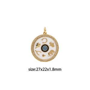 18K Gold Filled Lucky Pendant,Enamel Luck Charm Earrings Necklace for DIY Jewelry Making Supply