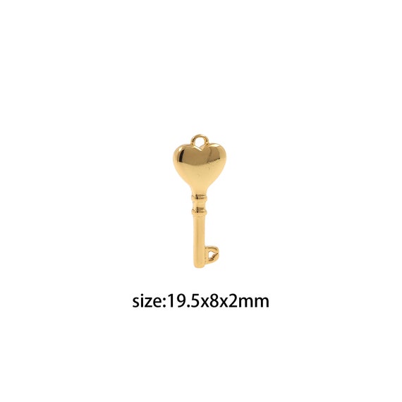 18K Gold Filled Key Pendant,Lucky Charm,Dainty Lock Earrings Necklace for DIY Jewelry Making Supply