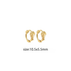 18K Gold Filled Fish Bone Earrings,Dainty Hoop Earrings,Minimalist Earrings,Gold Hoop Earrings,Huggie Earrings