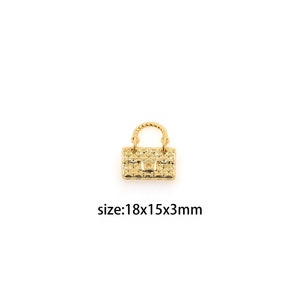 Colgante de bolso relleno de oro de 18 quilates, collar de pendientes con dije de bolso delicado para suministro de fabricación de joyas DIY