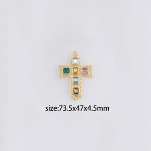 18K Gold Filled Cross Pendant,Religious Charm Earrings Necklace for DIY Jewelry Making Supply