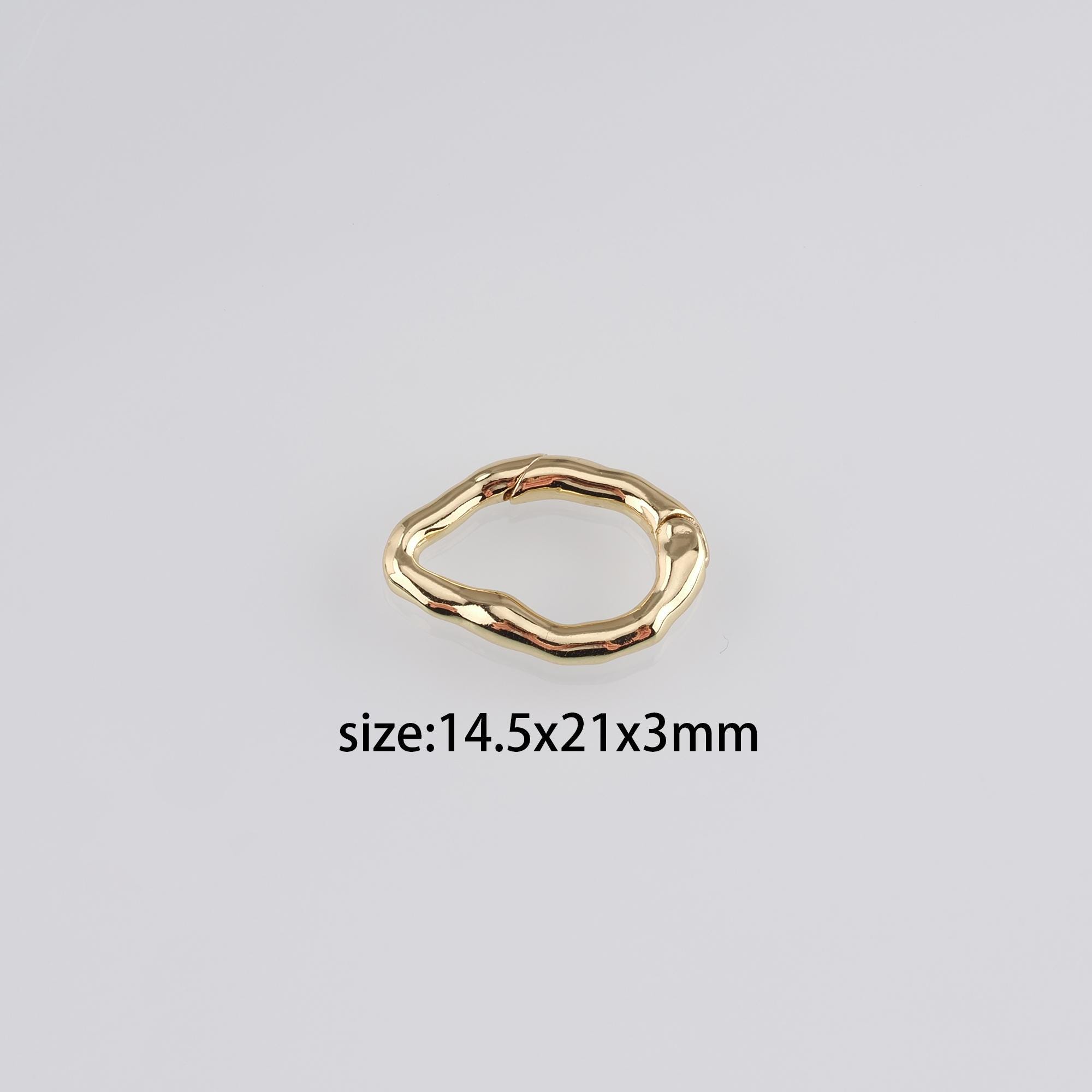 18K Gold Filled Irregular Carabiner Clasp,Geometric Spring Push Gate Clasp Lock for DIY Jewelry Necklace Bracelet