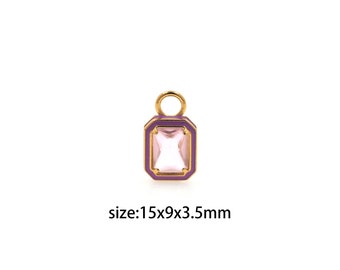 Pendentif rectangle rempli d'or 18 carats, collier de boucles d'oreilles à breloques rectangle micro pavé CZ pour la fabrication de bijoux à bricoler soi-même