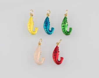 5Pcs 18K Gold Filled Shrimp Pendant,Enamel Shrimp Charm Earrings Necklace for DIY Jewelry Making Supply