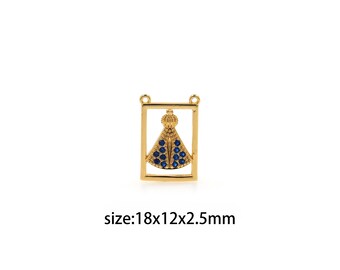 Pendentif rectangle rempli d'or 18 carats, collier de boucles d'oreilles à breloques rectangle micro pavé CZ pour la fabrication de bijoux à bricoler soi-même