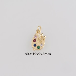 Pingente de paleta com preenchimento de ouro 18K, pingente de artista, colar com brincos de paleta de micropavimento CZ para fabricação de joias faça você mesmo