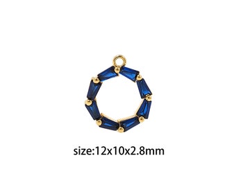 18K Gold Filled Round Pendant,CZ Micro Pave Ring Charm Earrings Necklace for DIY Jewelry Making Supply
