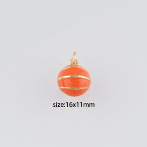 18K Gold Filled Basketball Pendant,Enamel Basketball Charm Earrings Necklace for DIY Jewelry Making Supply