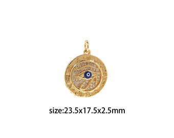 Colgante de Ojo de Horus relleno de oro de 18 quilates, collar con pendientes de Ojo de Horus con Micro pavé de circonita cúbica para suministro de joyería DIY