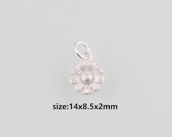 10Pcs Silver Daisy Pendant,Flower Charm Earrings Necklace for DIY Jewelry Making Supply