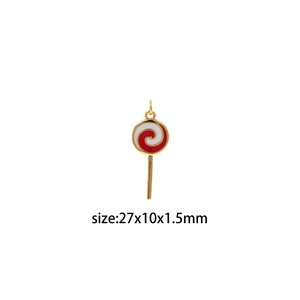 18K Gold Filled Lollipop Pendant,Enamel Candy Charm Earrings Necklace for DIY Jewelry Making Supply