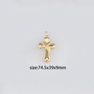 18K Gold Filled Cross Pendant,Religious Charm,Dainty Cross Earrings Necklace for DIY Jewelry Making Supply