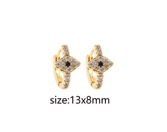 18K Gold Filled Evil Eye Earrings,Gold CZ Hoops,Dainty Evil Eye Hoops,Dainty Zirconia Earrings,Gold Hoops
