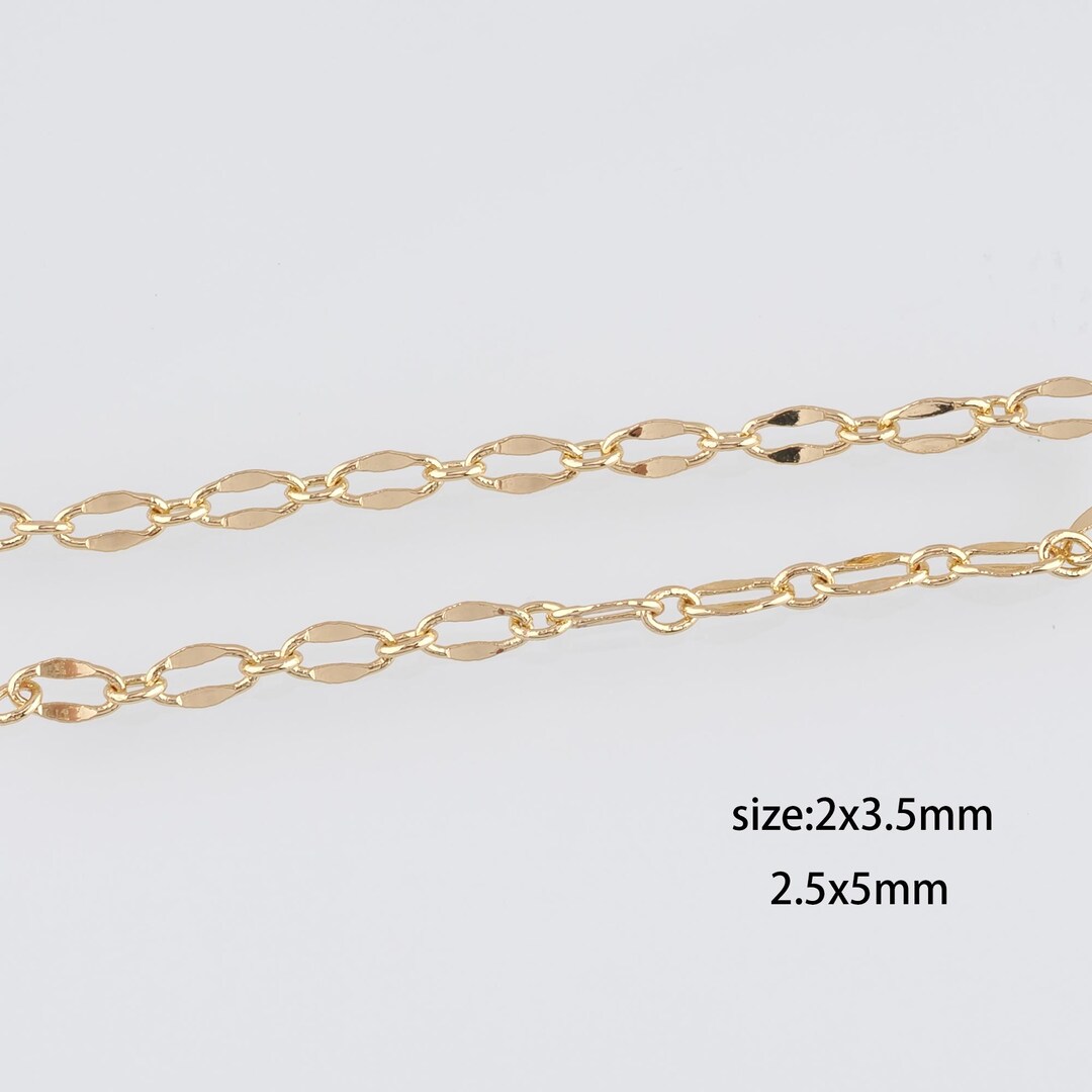 18K ゴールドフィルド オーバルチェーンネックレス、女性用 DIY