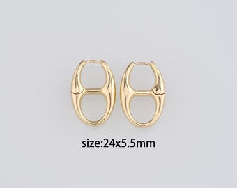 18K Gold Filled Oval Earrings,Dainty Earrings,Minimalist Earrings,Gold Hoop Earrings,Huggie Earrings