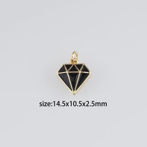18K Gold Filled Diamond Shape Pendant,Enamel Diamond Charm Earrings Necklace for DIY Jewelry Making Supply