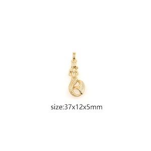 18K Gold Filled Mermaid Pendant,Dainty Mermaid Charm Earrings Necklace for DIY Jewelry Making Supply
