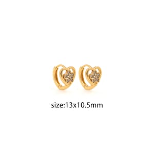 18K Gold Filled Heart Earrings,Dainty Star Zirconia Earrings,Gold Hoops,Dainty CZ Hoops Huggie