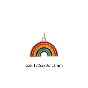 18K Gold Filled Rainbow Pendant,Enamel Rainbow Charm Earrings Necklace for DIY Jewelry Making Supply