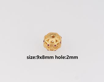 24K Gold Filled Flower Spacer Beads,Barrel Spacer Beads,DIY Jewelry Making Supply