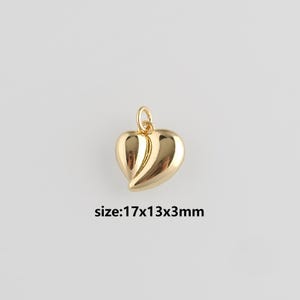 18K Gold Filled Heart Pendant,Dainty Heart Charm Earrings Necklace for DIY Jewelry Making Supply