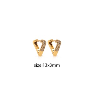 18K Gold Filled CZ Triangle Hoops,CZ Micro Pave Earrings,Triangle Charm Hoop Earrings,Jewelry Making