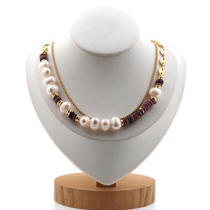 18K Gold Filled Pearl Necklace,Minimalist Necklace,Everyday Necklace,Duplex Chain,Beaded Necklace,Gift for Her