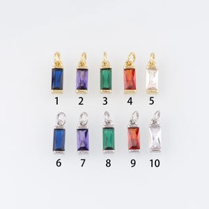 18K Gold Filled Rectangle Pendant,Crystal Rectangle Charm Earrings Necklace for DIY Jewelry Making Supply