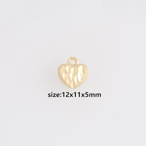 18K Gold Filled Heart Pendant,Dainty Heart Charm Earrings Necklace for DIY Jewelry Making Supply