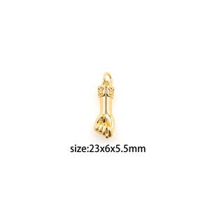 Gold Gesture Charm,18K Gold Filled Hand Pendant,Dainty Fist Earrings Necklace for DIY Jewelry Making Supply
