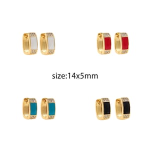 18K Gold Filled Enamel Hoops Earrings,Colorful Enamel Hoops,Gold Huggies Hoop Earrings,Minimalist Earrings,Gift for Her