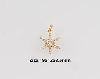 18K Gold Filled Poolster-hanger, CZ Micro Pave North Star Charm Oorbellen Ketting voor het maken van DIY-sieraden