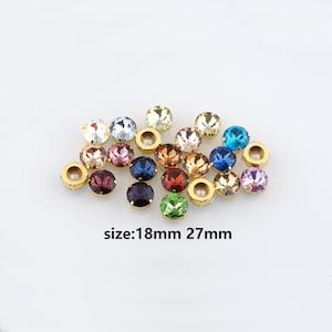 18pcs Multiple Colors Available Round Crystal in Claw,Sew-On Rhinestone,DIY Clothing Making Supply