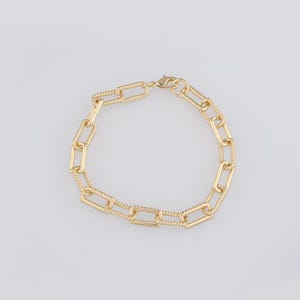 18K Gold Filled Paper Clip Link Chain Bracelet-Gold Chain Bracelet-CZ Chain Bracelet-Gift for Her