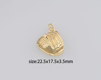 18K Gold Filled Baseball Glove Pendant,Dainty Baseball Charm Earrings Necklace for DIY Jewelry Making Supply
