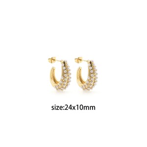 18K Gold Filled Thick Pearl Stud Earrings,Minimalist Gold Hoops Eearrings,Dainty Thick Earrings,Gift for Her