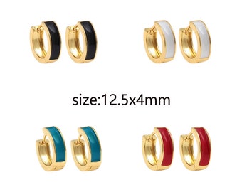 18K Gold Filled Simple Round Earrings,Colorful Enamel Hoops,Minimalist Enamel Earrings,Gold Hoop Earrings,Huggie Earrings,Gift for Her