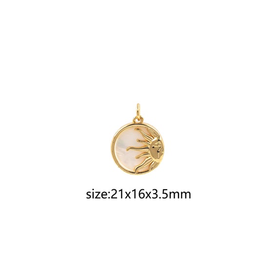 18K Gold Filled Sun Pendant,Dainty Celestial Charm Earrings Necklace for DIY Jewelry Making Supply