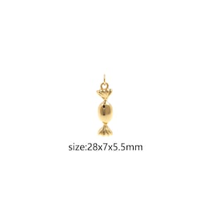 18K Gold Filled Candy Pendant,Dainty Candy Charm Earrings Necklace for DIY Jewelry Making Supply