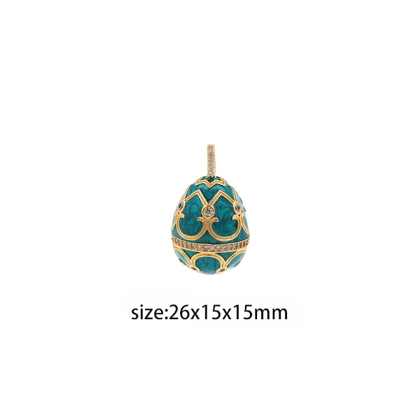 18K Gold Filled Egg Pendant,CZ Micro Pave Easter Egg Charm Earrings Necklace for DIY Jewelry Making Supply