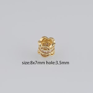 10Pcs 18K Gold Filled Barrel Spacer Beads,CZ Micro Pave Barrel Spacer Beads,DIY Jewelry Making Supply