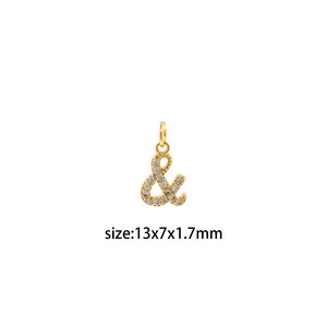18K Gold Filled Symbol Pendant,CZ Micro Pave Symbol Charm Earrings Necklace for DIY Jewelry Making Supply