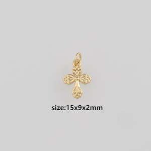 18K Gold Filled Cross Pendant,Dainty Cross Charm Earrings Necklace for DIY Jewelry Making Supply