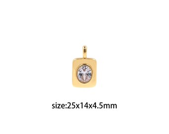 Pendentif rectangle rempli d'or 18 carats, collier de boucles d'oreilles à breloques rectangle micro pavé CZ pour la fabrication de bijoux à bricoler soi-même