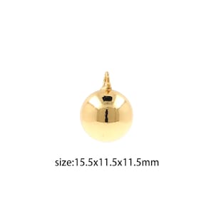 18K Gold Filled Ball Pendant,Dainty Ball Charm Earrings Necklace for DIY Jewelry Making Supply